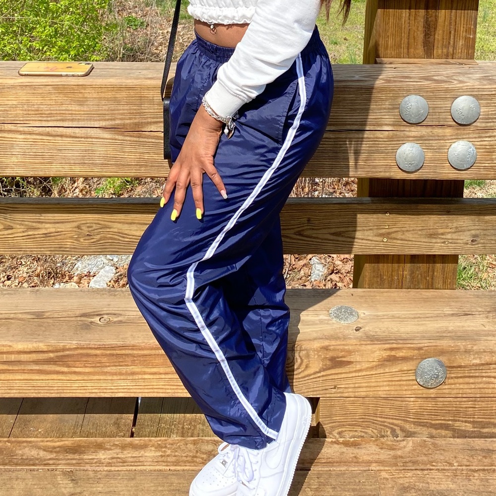 Navy Blue Striped Sweat/Jogger Pants
